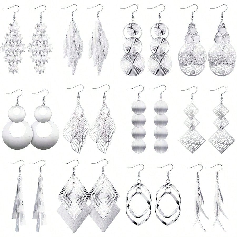 Fashion Earring12 Pairs Dangling Earrings For Women Fashion Vintage Bohemian Earrings Statement Drop Boho Long Fringed Jewelry