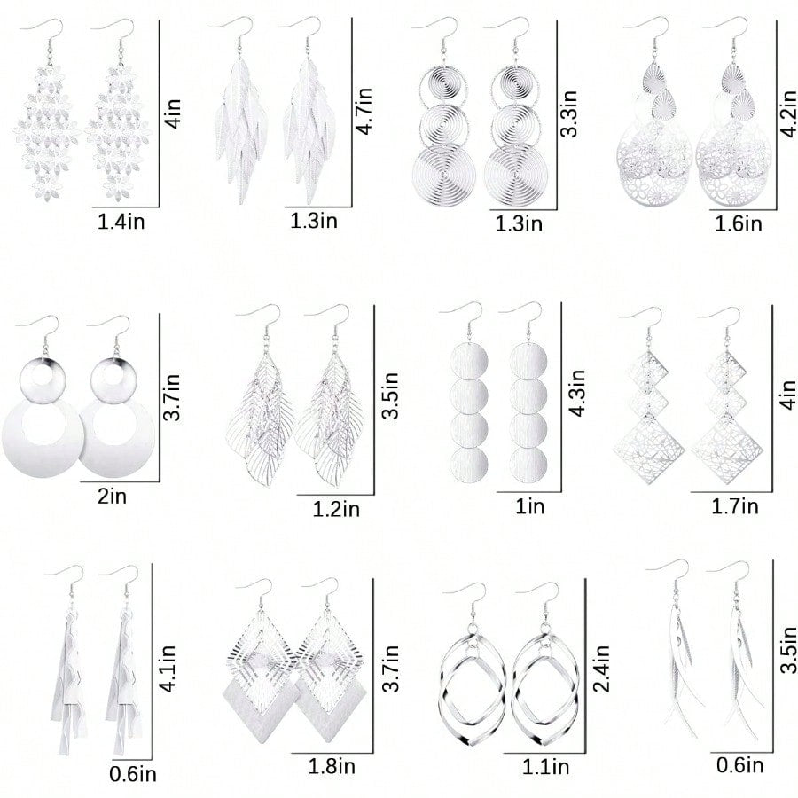 Fashion Earring12 Pairs Dangling Earrings For Women Fashion Vintage Bohemian Earrings Statement Drop Boho Long Fringed Jewelry