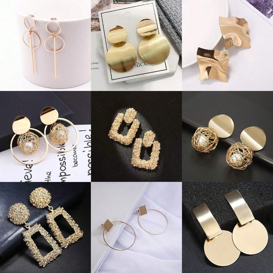 Fashion Earring13 Pairs Statement Drop Dangle Earrings Gold Stud Earrings For Women And Fashion Big Geometric Earrings Hanging Earring Set Jewelry Gifts